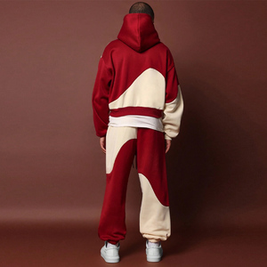 Wholesale Winter Men's <b>Hooded</b> Sweat Pant <b>Zip</b> Hoodie Set Tracksuit Regular Fit Street Wear Cotton Solid Fleece - Product Image 3