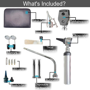 Kit de Diagnóstico Otoscopio Oph, Set de Examen ORL para Oído, Nariz y Garganta con Espejos Otoscopios LED, Puntas de Repuesto y Estuche de Cuero - Product Image 5