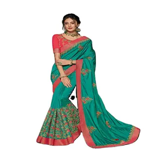 Stilista a basso prezzo festa delle donne speciale splendido sari di seta importato Glitter per occasioni speciali per giovane donna
