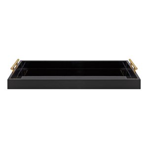 Best Quality Mango Wood Decorative <b>Tray</b> Cream Matte Finish Long Rectangular Wooden <b>Serving</b> <b>Tray</b> With <b>Gold</b> Handles - Product Image 6