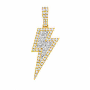 Bijoux pour enfants en argent 925, style hip-hop, minimalistes, personnalisés, pendentifs célestes en forme de foudre, plaqués or, avec diamants de laboratoire. - Product Image 1