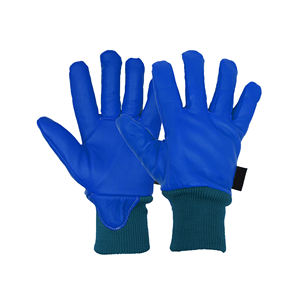 Genuine Leather Safety Glove Blue With Abrasion Resistance Unisex <b>Workwear</b> - Product Image 3
