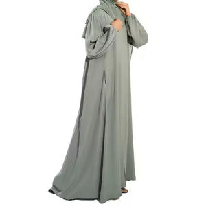 Nouvelle Abaya Femme 2025 – Robe Musulmane Fermée en Satin Polyester à Manches Longues, Anti-Rétrécissement, pour le Quotidien – Printemps/Été/Automne - Product Image 2