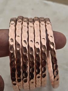 Belladec Handcrafted Hammered Red <b>Copper</b> Plated <b>Bangle</b> Set Textured Stackable Bracelets Artisan Jewelry Elegant Boho Fashion - Product Image 6