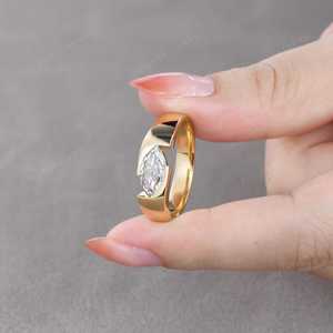 Anillo Moderno de Oro Sólido de 14K con Diamante Marquise de 1.00CT Cultivado en Laboratorio, Diseño Flotante con Espacio Abierto, Joyería Fina para Regalo de Compromiso para Ella - Product Image 5
