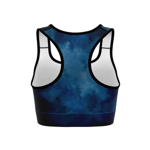 Women's <b>Blue</b> Gradient Racerback Sports <b>Bra</b> Medium Support Yoga Workout Activewear Top Scoop Neck Breathable Mesh Design - Product Image 6