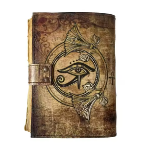 Diario de Tapa Dura Clásico de Cuero Genuino Hecho a Mano para Lectura y Brujería, Libro Vintage con Estampado de Grimoire del Tercer Ojo y Papel con Borde Desflecado - Product Image 2