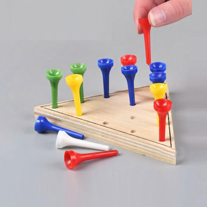 Wooden Triangle Peg Solitaire Game With Colorful Plastic Pins Classic Brain Teaser <b>Puzzle</b> For Kids And Adults For Enjoyment - Product Image 3