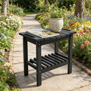 Black Storage Bench <b>Small</b> Side <b>Table</b> & <b>Coffee</b> <b>Table</b> Multi-Functional Patio Bench with Storage Features - Product Image 1