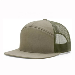 Nouveauté 2026 Casquettes 7 panneaux personnalisables de haute qualité, Casquette snapback à visière plate en sergé de coton vierge, Casquette 6 panneaux avec œillets métalliques, Vente en gros - Product Image 5