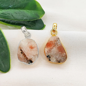 Colgante de Selenita en Bruto con Engaste, Hecho a Mano, con Piedra de Nacimiento, Chapado en Oro, Amuleto de Cristal Curativo, 10-12mm - Product Image 2