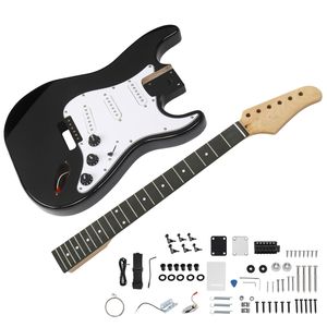 Kit Chitarra Elettrica Fai-da-te a 6 Corde Stile ST, Corpo in Mogano, Manico in Acero, Materiale in Osso, Finitura Nera per Strumenti - Product Image 1