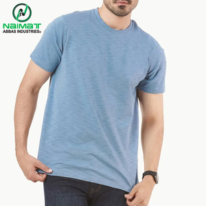 เสื้อยืดคอกลมสีฟ้าอ่อนพรีเมียมสำหรับผู้ชาย ผ้าฝ้ายแท้ 100% เป็นมิตรกับสิ่งแวดล้อม ทรงปกติ สวมใส่สบาย เหมาะสำหรับตลาดอเมริกาและยุโรป - Product Image 6