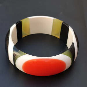 Handcrafted Vintage Style Resin Bangles Set Customized High-Polished Colorful Fashion <b>Women</b> Diamond India Wedding Christian - Product Image 1