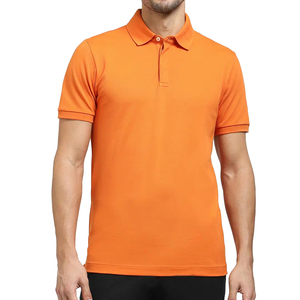 2026 Men's <b>Orange</b> Short Sleeve Knitted <b>Polo</b> Shirt Solid Color Casual Style Regular Fit Button Design Direct Factory - Product Image 1