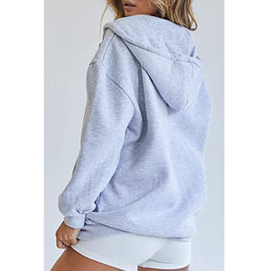 Sweat-shirt à capuche zippé pour femme, personnalisé avec logo OEM, haute qualité, tendance, décontracté, coupe oversize, impression anti-rétrécissement - Product Image 2
