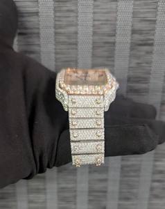 Montre-bracelet pour homme en moissanite VVS de haute qualité, bracelet en acier inoxydable, mouvement à quartz, style hip-hop glacé, vente chaude - Product Image 4