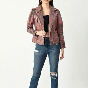 Chaqueta de Cuero Genuino para Mujer, Diseño Elegante y de Alta Calidad, Corte Ajustado, Decoración Bordada, Proveedor Mayorista de Chaquetas de Cuero - Product Image 5