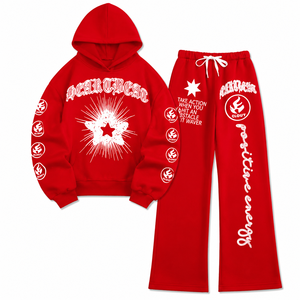 Ensemble survêtement à capuche graphique surdimensionné personnalisé, style streetwear premium, OEM ODM, marque privée, fabricant en gros - Product Image 2