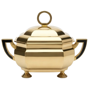 Bol de service en métal fait main au design vintage avec couvercle, soupière dorée faite à la main pour le service des aliments et les cadeaux - Product Image 4