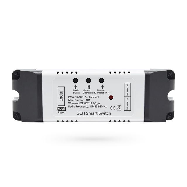 China Factory WIFI Voice Control Tuya Smart 2CH Switch with RF433 Wireless Control for Garage Doors, Blinds, Fans PST-TYAC-2CH