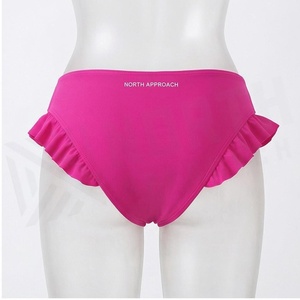 กางเกงบิกินี่เอวสูงสำหรับผู้หญิงพร้อมระบายสีชมพูชุดว่ายน้ำยืดได้ - Product Image 2
