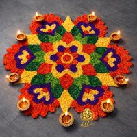 KOLEKSI AARNA Produk Terbaru Mewah Unik Dekorasi Rumah Pernikahan Acara Tempat Lilin Rangoli Bunga Artificial MDF Diwali