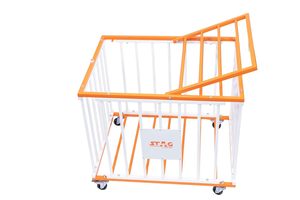 Chariot de rangement pliable et mobile Stag Iconic en acier inoxydable robuste pour ballons de basketball taille 7, grande capacité, avec revêtement en cuir PU - Product Image 5