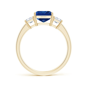 Anillo de Rubí con Tres Piedras y Diamantes de Corte Esmeralda para Mujer, Joyería de Compromiso y Boda, Oro de 10K, 14K, 18K, Plata 925, 935 - Product Image 4