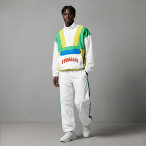 ชุดเซ็ต 2 ชิ้น เสื้อฮู้ดโอเวอร์ไซส์ผ้าฝ้าย 100% พิมพ์ลายโลโก้คุณภาพสูง สีสันตัดกัน สไตล์สตรีทแวร์ ระบายอากาศได้ดี แนวฮิปฮอป สำหรับผู้ชาย - Product Image 1