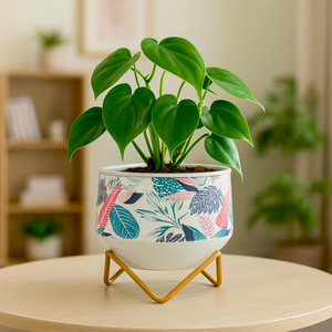Maceta Moderna de Metal Color Caramelo, Mini Maceta de Diseño Elegante con Acabado Sofisticado, Florero Decorativo para Plantas de Interior - Product Image 1