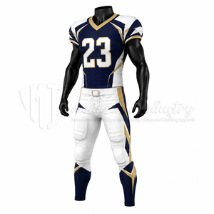 Uniforme Personalizado de Fútbol Americano - Jersey y Pantalones Azules y Blancos, Sublimados, 100% Poliéster/Spandex con Elasticidad en Cuatro Direcciones - Product Image 3