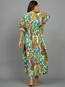 Kaftan en coton indien à fleurs, fait main, respirant, léger, robe de plage pour le printemps, l'été et l'automne - Product Image 3