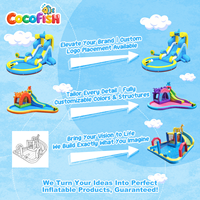 Cocofish Toboggan Aquatique Gonflable pour Fêtes Garçons & Filles, Parc Aquatique Dauphin Gonflable, Toboggan Aquatique Humide - Mur d'Escalade, Piscine, Canon à Eau