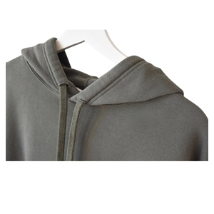 Women's Gray Hooded Crop Sweatshirt Full Sleeve Knitted Solid Casual Breathable Winter Wear Polyester <b>Zippers</b> - Product Image 3