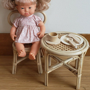 <b>Doll</b> house accessories miniature rattan table & chair set high quality hand-made <b>dolls</b> furniture - Product Image 4