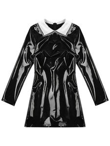 Mini vestido <span class=keywords><strong>de</strong></span> charol brillante para <span class=keywords><strong>mujer</strong></span>, vestido ajustado <span class=keywords><strong>de</strong></span> manga larga, ropa <span class=keywords><strong>de</strong></span> discoteca tentadora, <span class=keywords><strong>disfraces</strong></span> Punk para fiesta <span class=keywords><strong>de</strong></span> baile en club nocturno - Product Image 5