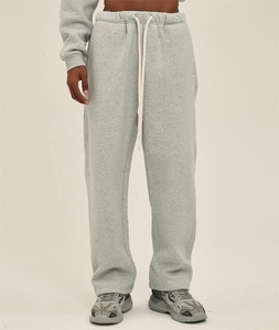 Custom 2026 Autumn/Winter Men's 350g Heavyweight Solid Color Long <b>Trousers</b> - Straight Cut, Fleece Lined, Loose - Product Image 1