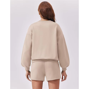 Sweat-shirt pour femme surdimensionné en polaire écologique automne-hiver 360g polyester/coton, doublure épaisse, capuche, logo sur le devant - Product Image 6