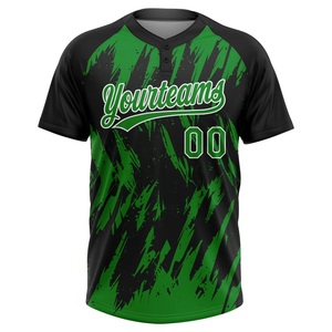 Top Rated Green Black Softball Team Jersey <b>Athletic</b> Fit Quick Dry Bird Eye Mesh Custom Branding Bulk Orders Shirt - Product Image 2