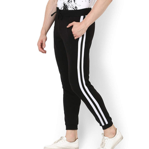 <b>Men's</b> Black Sweatpants With <b>White</b> Side Stripes Elastic Waist Casual Jogger <b>Pants</b> Breathable Knitted Fabric Autumn Wear - Product Image 3