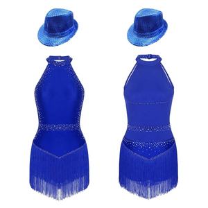 Body con flecos de leotardo <span class=keywords><strong>para</strong></span> mujer con conjuntos de sombrero de lentejuelas <span class=keywords><strong>para</strong></span> salón de baile latino <span class=keywords><strong>Tango</strong></span> Salsa danza del vientre Samba Cha-Cha ropa de gimnasia - Product Image 2