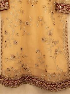 2021 Venta caliente 3-PC mujer Salwar Kameez estilo indio paquistaní Organza bordado vestido hecho seda rayón algodón lino tejido - Product Image 5