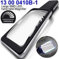 4X Rectangular Handheld Magnifier with 10 Dimmable switch SMD LED light