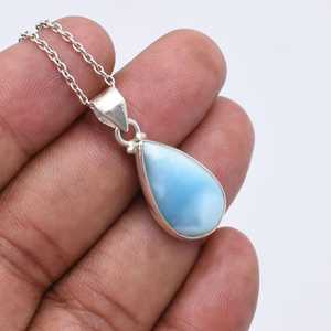 จี้รูปหยดน้ำลาริมาร์ทำมือจากเงินแท้ประดับอัญมณีธรรมชาติ ของขวัญสำหรับผู้หญิง สวยสง่า - Product Image 6