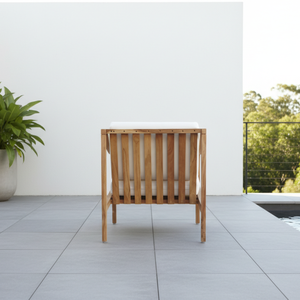 Fauteuil Lounge Luxie, chaise de salon moderne de haute qualité pour l'extérieur, structure en teck massif, tissu imperméable, mobilier de jardin pour hôtels - Product Image 5