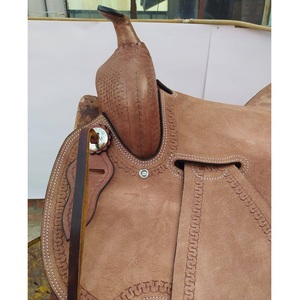 Selle de cheval western en cuir pleine fleur brun, siège rigide, sangles latigo, 10 à 18 pouces, LLT - Product Image 3