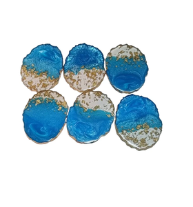 Reusable Custom Design Resin <b>Coaster</b> Sky <b>Blue</b> Color Premium Resin <b>Coaster</b> Set with Customizable Color/Design - Product Image 3