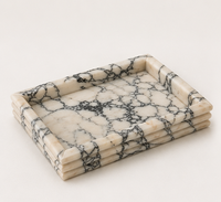 Plateau en marbre, plateaux décoratifs en pierre naturelle pour table basse, organiseur moderne côtelé pour salle de bain, plateau de rangement pour maquillage et parfums