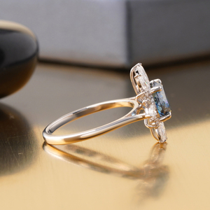 Anillo de Diamante Cultivado en Laboratorio, Corte Portugués, Azul Fantasía, 2.00 CT, Oro de 14K, Estilo Cóctel - Product Image 3